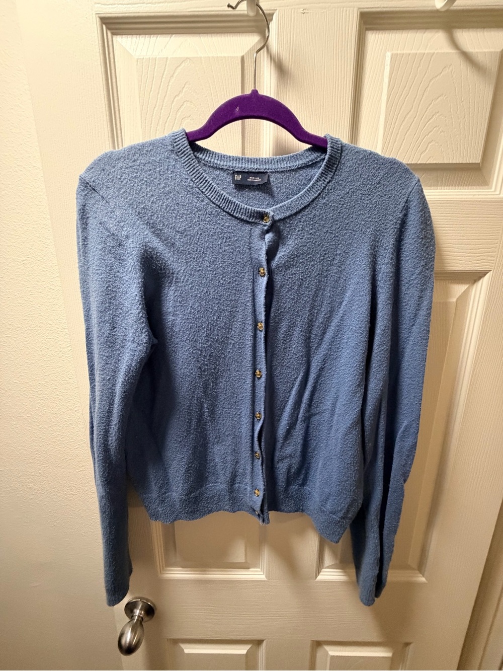 GAP Light Blue Women's Button-Up Crewneck Cardigan